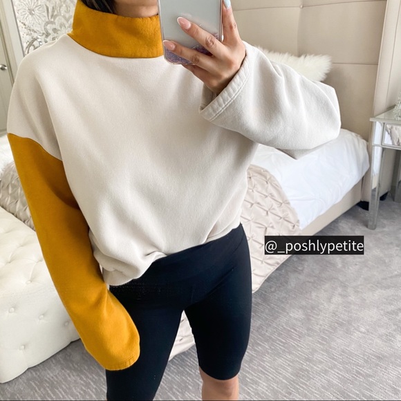 Zara Sweaters - Zara Color Block drop shoulder boxy turtleneck pullover Sweatshirt sweater top